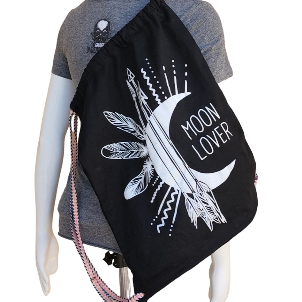 VINTAGE MOON LOVER Cotton Sling Bag Backpack Boho Hippie Festival Travel - Picture 2 of 15